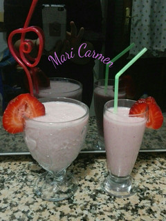 Una foto de Un riquísimo batido 🍹 de fresas 🍓