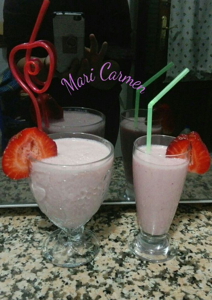 Una foto de Un riquísimo batido 🍹 de fresas 🍓