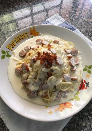 รูปของ สปาเก็ตตี้ครีมไส้กรอก(แบบไม่ใส่ครีม) 🍝🥓