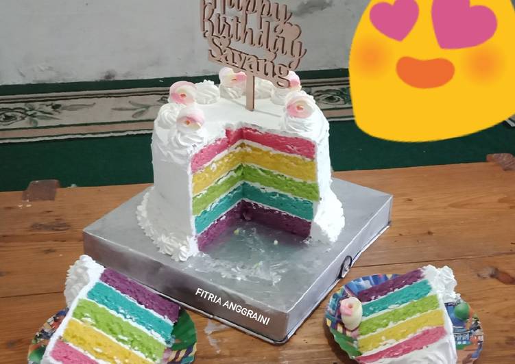 Resep Rainbow cake kukus yang Lezat