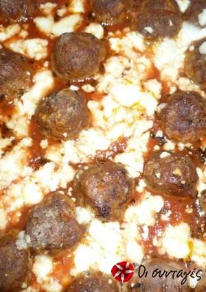 A picture of Keftedakia in the oven.