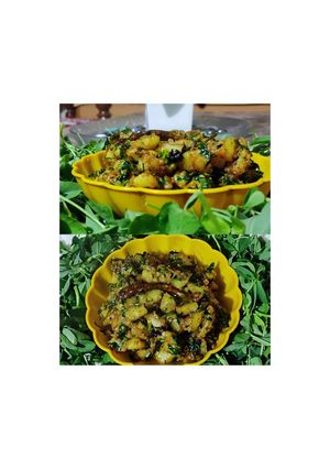 मेथी आलू के गुटके (methi aloo ke gutke recipe in Hindi) रेसिपी मुख्य फोटो