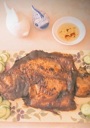 Hình của món Cá lưỡi trâu chiên dòn.