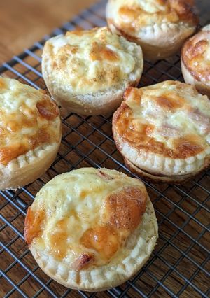 A picture of Summer Picnic or kids party mini Chicken and cheese quiche.