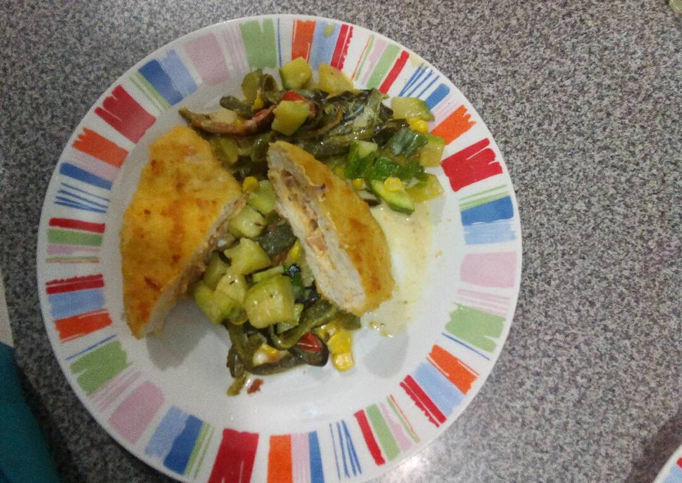 Pechugas rellenas con calabazas en crema