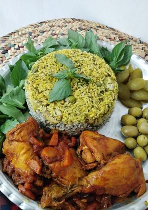 عکسی از دستور باقلا پلو با مرغ