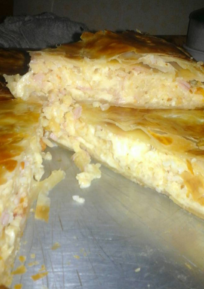 Una foto de Tarta de arroz con jamón y queso
