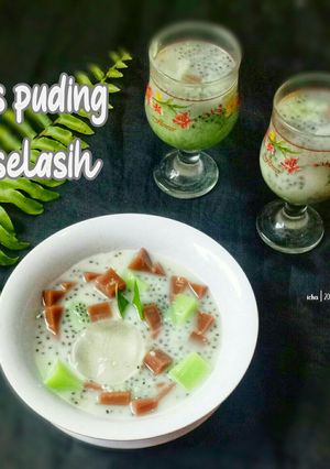 Foto resep Es puding selasih simple