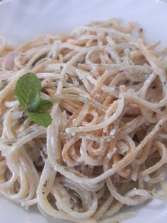 Una foto de Pasta a la carbonara con nata