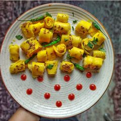 Khandvi bites A picture of Khandvi bites.