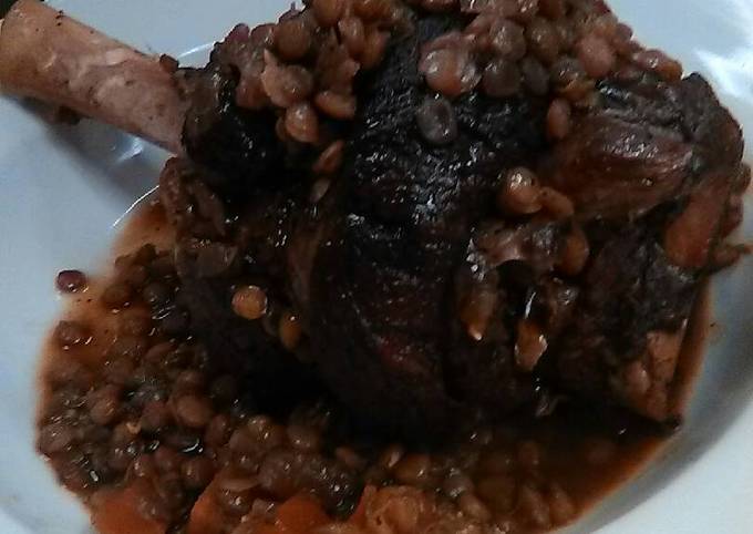 Lamb Shank w/ Lentils and Country Vegetables
