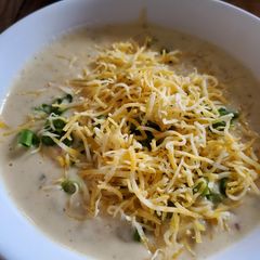 A picture of Loaded Potato Soup- the quick cheat version.