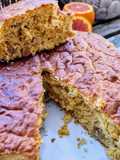 Bizcocho de naranja sanguina con nueces