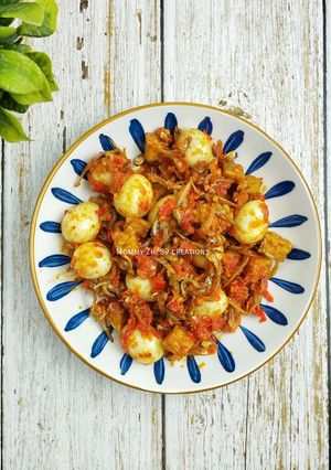 Foto resep Balado Teri Tempe Telur Puyuh
