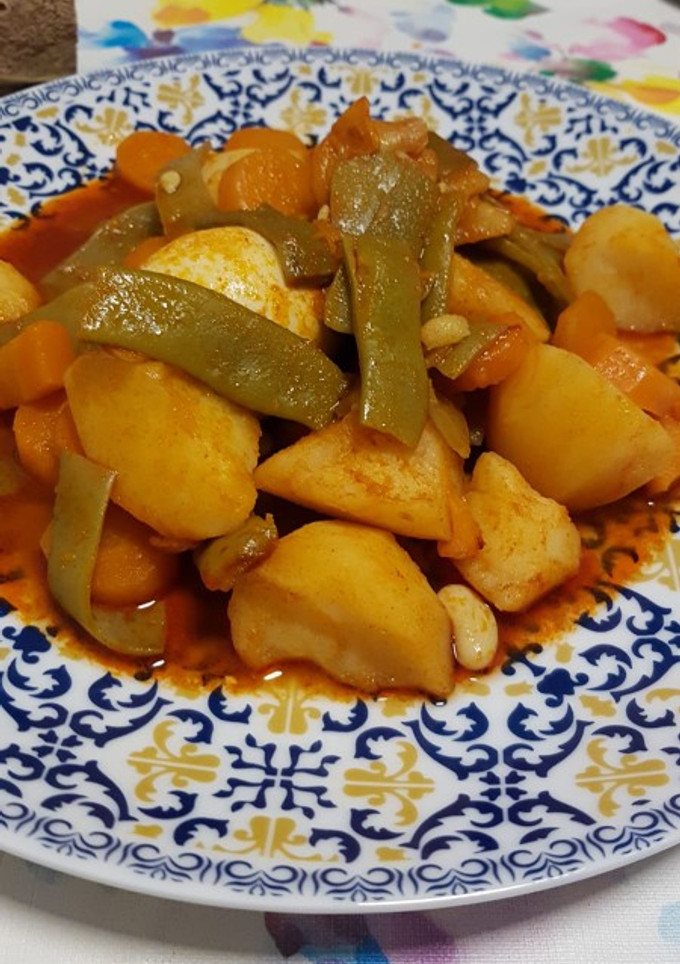 Una foto de Judías verdes con patata y huevo