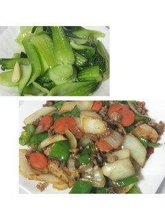 低醣便當菜-青椒肉醬/炒青菜 的食譜成品照片
