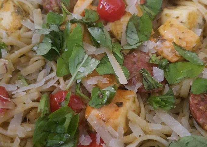 Steps to Make Super Quick Homemade Chilli, Cheese, Chorizo Linguine