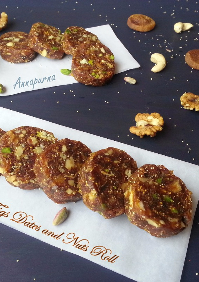 A picture of Dried  Figs  Dates  and Nuts Roll.