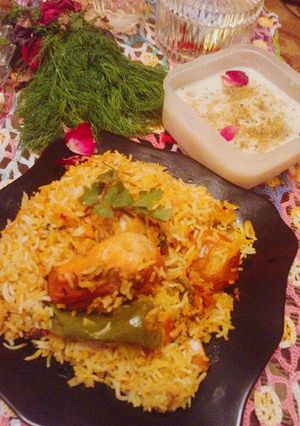 A picture of Kacchi Biryani.    Cuisine: Bangladeshi.