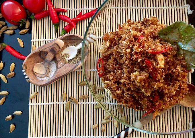 Cara Bikin Serundeng Kelapa Pedas-Biji Kardamom/Kapulaga Enak Dan Mudah