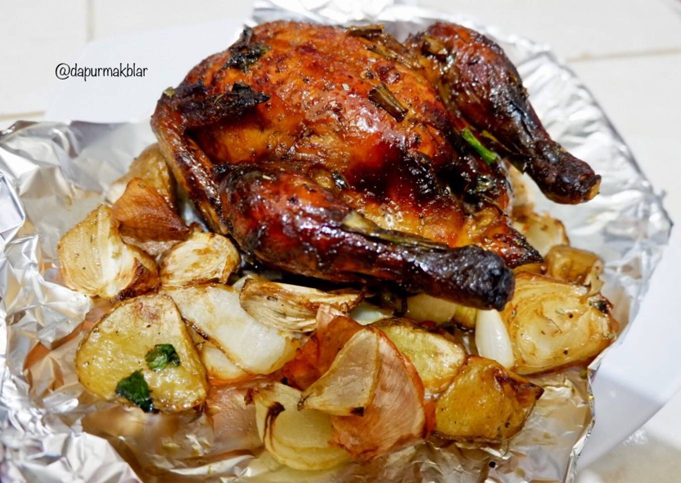 Honey Roasted Chicken with Potato Wedges - Ayam Panggang Madu