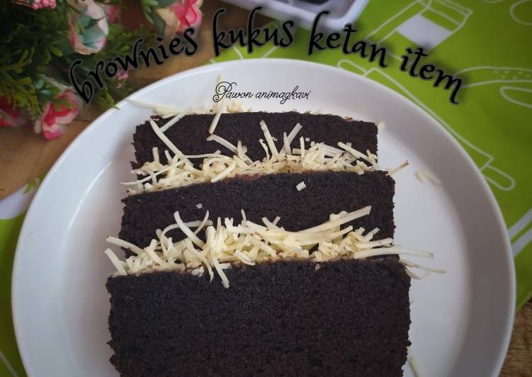 Langkah Mudah untuk Menyiapkan 322#Brownies kukus ketan item yang Lezat