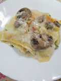 Lasagna with Béchamel, Sausage, Mushrooms, and Zucchini