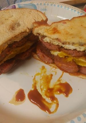 A picture of Smoked Sausage and Egg Sandwich.