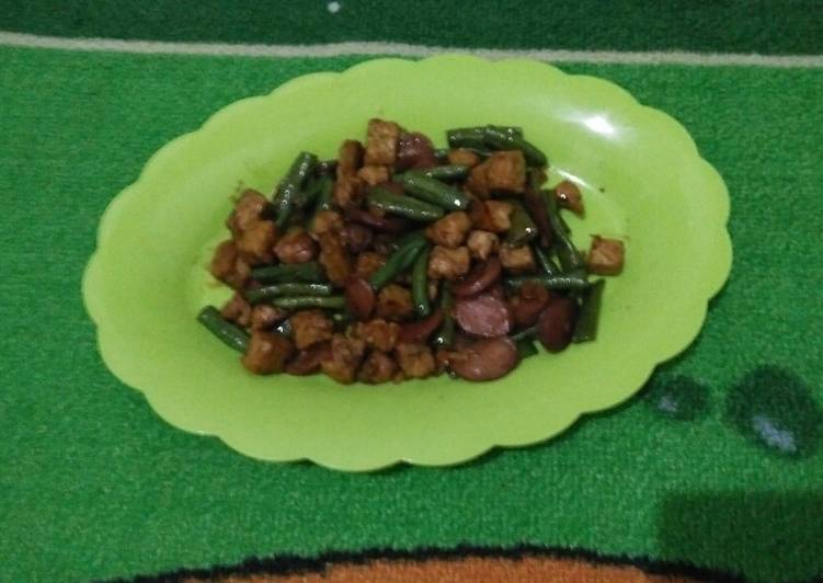 Oseng tempe sosis kacang panjang