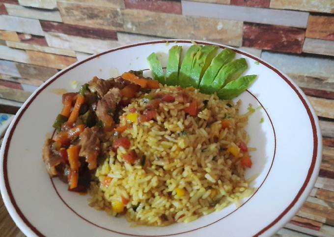 Vegetable rice and beef stew