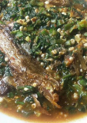 A picture of Okro la ogbono soup.