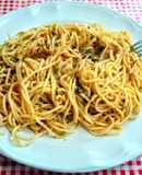 Spaghetti al mojo de hortalizas
