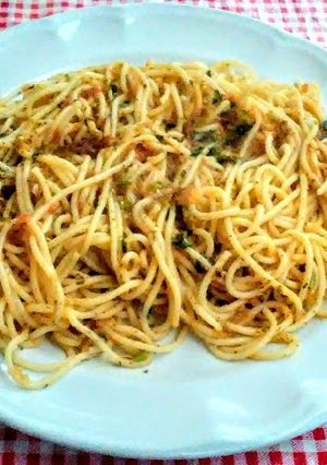 Una foto de Spaghetti al mojo de hortalizas
