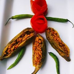 A picture of Soya RawMango Stuffed Karela.
