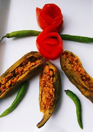 A picture of Soya RawMango Stuffed Karela.