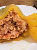 Stuffed Bell Peppers with Rice and Sausage Ragù, Cooked on the Stovetop