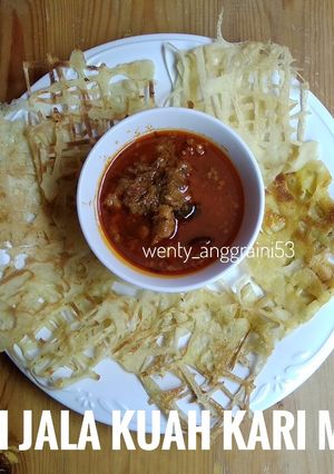 Foto resep Roti jala kuah kari daging (versi low carb) (menu diet)