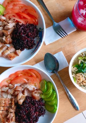 Hình của món Eatclean - Ba chỉ nướng NCKD & canh cải nấu ruốc.