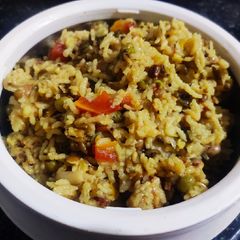 A picture of Mix millet khichdi with vegetables.
