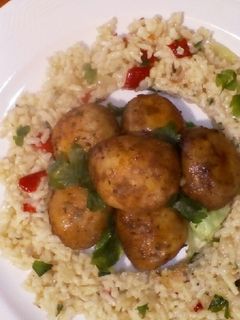 Szaftos rizs, pirított, fűszeres gombával recept fotója