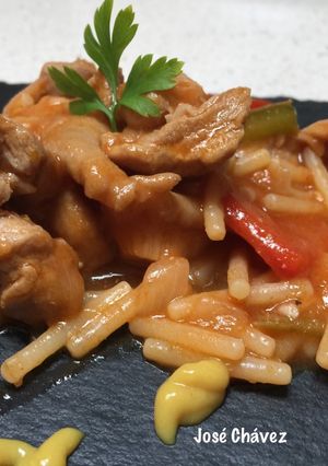 Foto principal de Fideos con solomillo de cerdo y setas