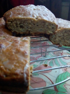 Una foto de Budín de peras y banana