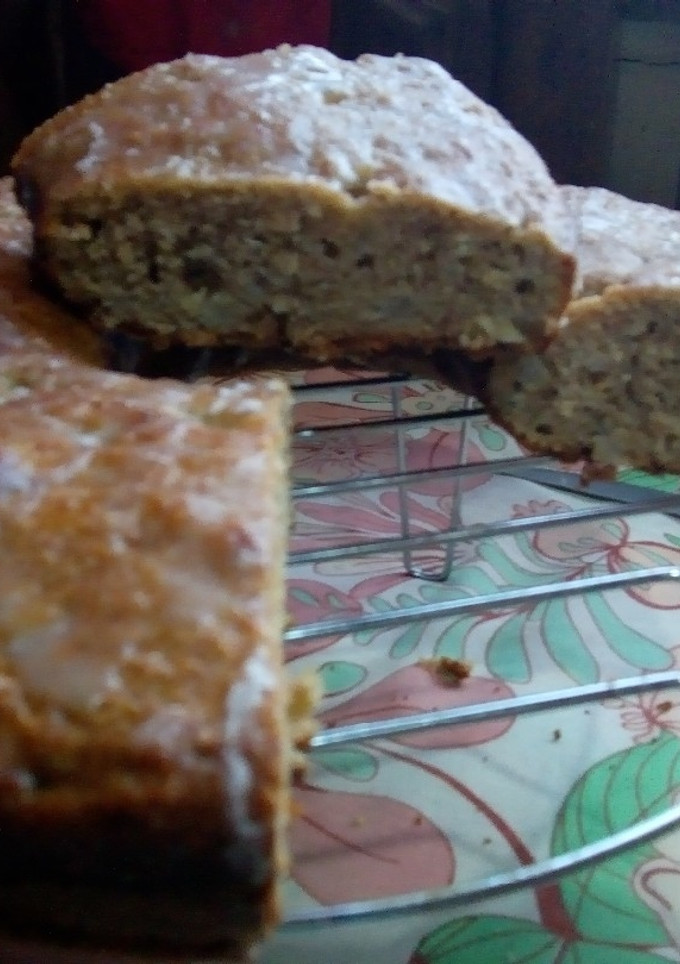 Una foto de Budín de peras y banana