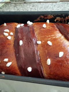 Una foto de Pan de Brioche con Chocolate (en panificadora y con poolish)