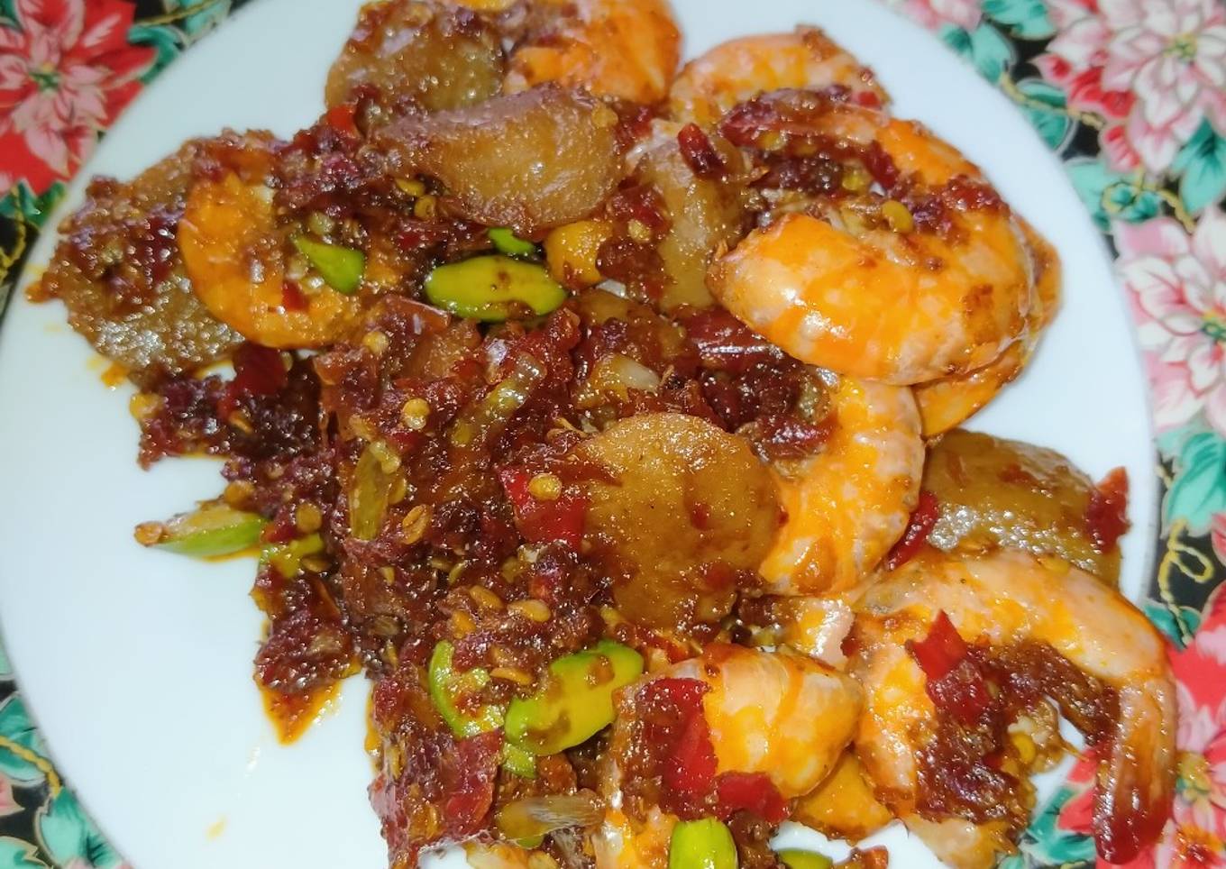 Udang Pete Balado (+bakso sapi)