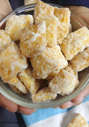 A picture of Khurma (Assamese Sweet Snack).