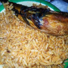 Red oil rice and fish A picture of Red oil rice and fish.