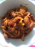 Pedas manis ayam suir + sosis daging