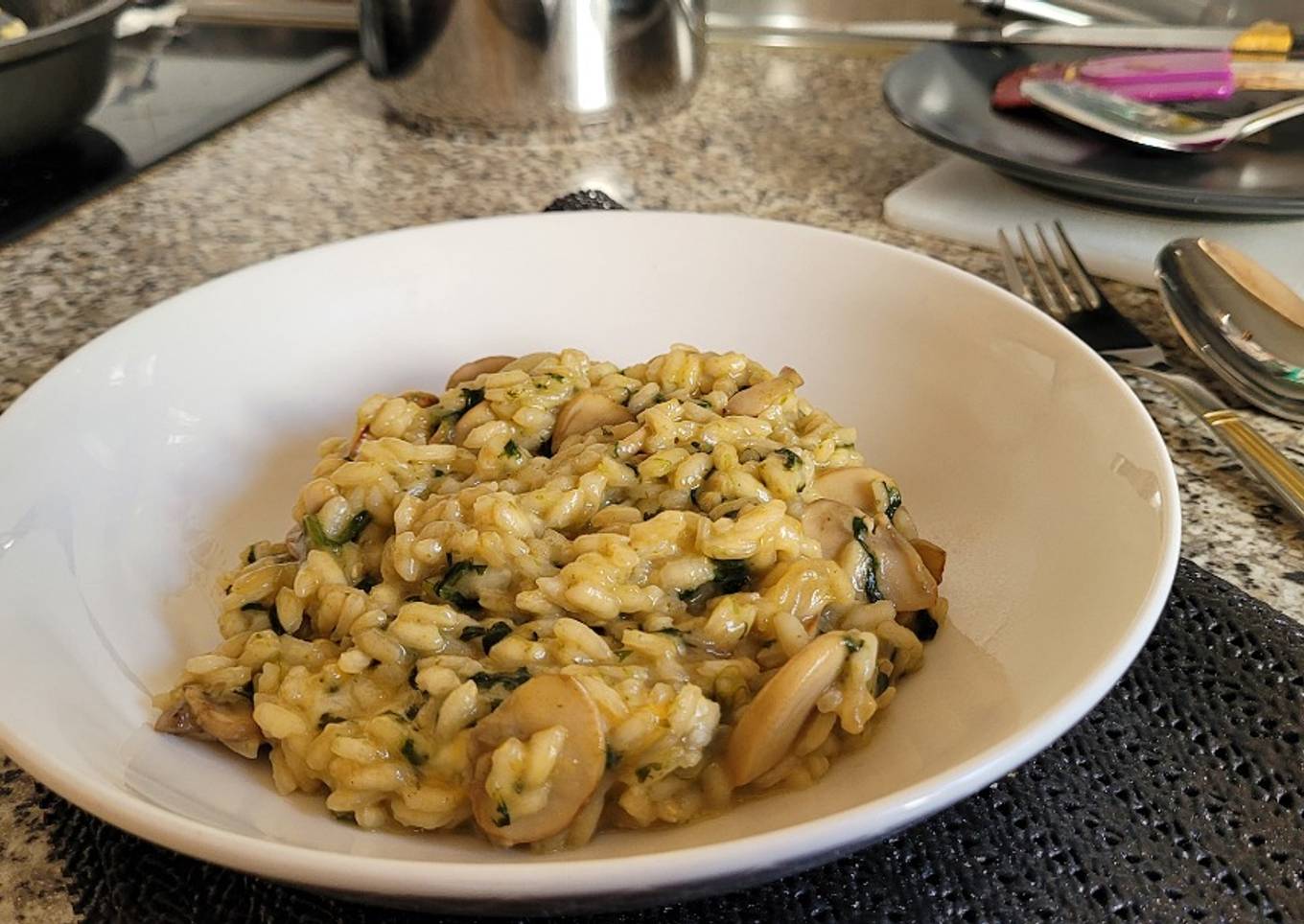 Risotto de Espinacas y Setas