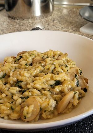 Una foto de Risotto de Espinacas y Setas